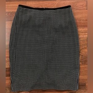 White House Black Market Women 6 Black White Polka Dot Lined Skirt Office Career